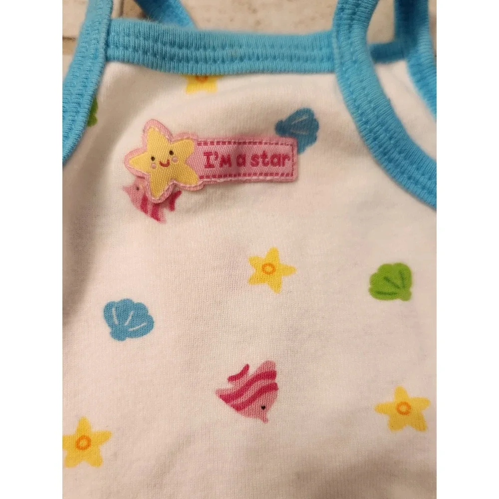Child of Mine by Carters Newborn Girls 3pc Set Bodysuit Top Bloomers Blue‎ White